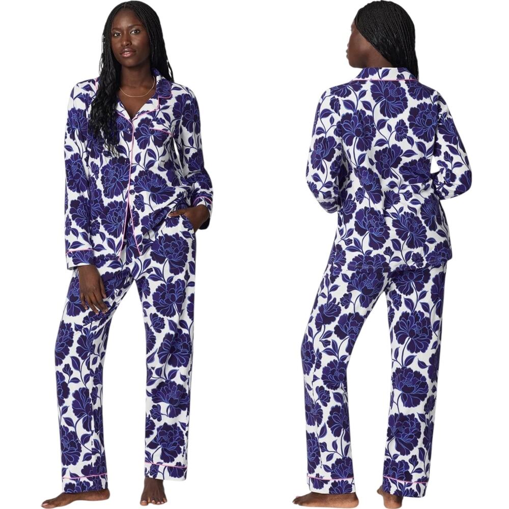 NWT Bedhead ANGELINA Blue Floral CLASSIC Stretch Jersey Long Pajama Set Medium